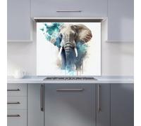 Warren Reed - Designer Majestic Elephant Splashart Kitchen Splashback in Grey | Size: 900mm x 750mm Warren Reed - Designer Grey 900mm x 750mm