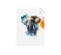 Majestic Elephant Splashart Unframed Art Print Warren Reed - Designer Multi W20 inch x H30 inch