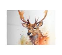 Warren Reed - Designer Majestic Stag Watercolour Glass Chopping Board, Brown