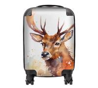 Majestic Stag Watercolour Suitcase Warren Reed - Designer Brown Small