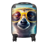 Warren Reed - Designer Meerkat With Glasses Splashart Suitcase in Yellow | Size: Large Warren Reed - Designer Yellow Large
