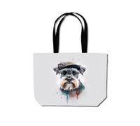 Warren Reed - Designer Miniature Schnauzer Dog Splashart Beach Shopper Tote Bag Warren Reed - Designer Multicolor