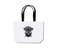 Warren Reed - Designer Miniature Schnauzer Dog With Glasses Splashart Beach Shopper Tote Bag Warren Reed - Designer Multicolor