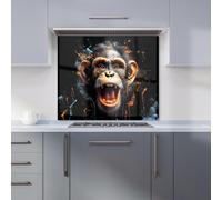 Warren Reed - Designer Monkey Face Splashart Kitchen Splashback in Orange | Size: 900mm x 750mm Warren Reed - Designer Orange 900mm x 750mm