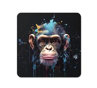 Warren Reed - Designer Monkey Face Splashart with Blue Coasters - Set of 4 Warren Reed - Designer Blue
