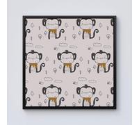 Warren Reed - Designer Monkey Forest Framed Canvas in Black | Size: w10 inch x h10 inch Warren Reed - Designer Black w10 inch x h10 inch