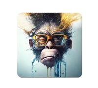 Warren Reed - Designer Monkey With Glasses Splashart Coasters - Set of 4 in Blue Warren Reed - Designer Blue