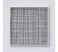 Warren Reed - Designer Monochrome Pencil Scribble Framed Canvas in Off-White | Size: W30" x H30" Warren Reed - Designer Off-White W30" x H30"