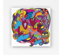 Warren Reed - Designer Motley Doodling Love Canvas in Red | Size: w40 inch x h40 inch Warren Reed - Designer Red w40 inch x h40 inch