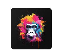 Warren Reed - Designer Multi Coloured Monkey Face Coasters - Set of 4 in Pink Warren Reed - Designer Pink