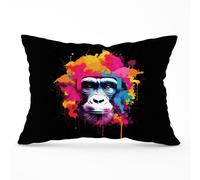 Warren Reed - Designer Multi Coloured Monkey Face Cushions in Pink | Size: 33 cm x 48 cm Warren Reed - Designer Pink 33 cm x 48 cm