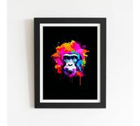 Warren Reed - Designer Multi Coloured Monkey Face Framed Art Print in Black | Size: W20" x H30" Warren Reed - Designer Black W20" x H30"