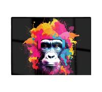 Multi Coloured Monkey Face Glass Chopping Board Warren Reed - Designer Pink One Size