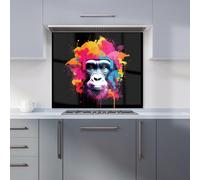 Warren Reed Designer Multi Coloured Monkey Face Premium Glass Kitchen Splashback W900mm X H750mm