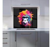 Warren Reed Designer Multi Coloured Monkey Face Premium Glass Kitchen Splashback W600mm X H650mm