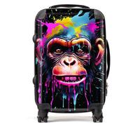 Warren Reed - Designer Multi Coloured Monkey Face Splashart Suitcase Cabin, Multi