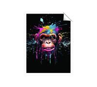 Warren Reed - Designer Multi Coloured Monkey Face Splashart Unframed Art Print | Size: W8" x H10" Warren Reed - Designer Multicolor W8" x H10"