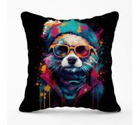 Warren Reed Designer Multi Coloured Splashart Dog Cushions 45Cm X 45Cm