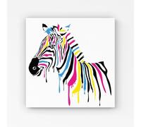 Warren Reed - Designer Multi Coloured Zebra Canvas in Pink | Size: W30" x H30" Warren Reed - Designer Pink W30" x H30"