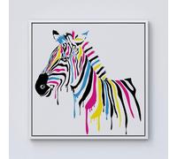 Warren Reed - Designer Multi Coloured Zebra Framed Canvas in Off-White | Size: w40 inch x h40 inch Warren Reed - Designer Off-White w40 inch x h40 inch