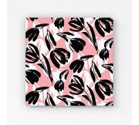 Warren Reed - Designer Nature Flat Spring Flower Motif In Pink & Black Color Canvas | Size: W30" x H30" Warren Reed - Designer Pink W30" x H30"
