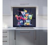 Warren Reed - Designer Nighttime Cocktail Splash Kitchen Splashback | Size: 900mm x 650mm Warren Reed - Designer Multicolor 900mm x 650mm