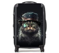 Warren Reed - Designer Norwegian Forest Cat With Glasses Splashart Suitcase Medium, Multi