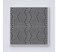Warren Reed - Designer Oblique Black Grunge Pattern Framed Canvas in Off-White | Size: w40 inch x h40 inch Warren Reed - Designer Off-White w40 inch x h40 inch