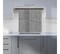 Warren Reed - Designer Oblique Black Grunge Pattern Kitchen Splashback W600Mm X H600Mm, Multi