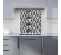 Warren Reed - Designer Oblique Black Grunge Pattern Kitchen Splashback W700Mm X H750Mm, Multi