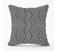Warren Reed - Designer Oblique Black Grunge Pattern Outdoor Cushion | Size: 60 cm x 60 cm Warren Reed - Designer Black 60 cm x 60 cm