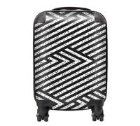 Warren Reed - Designer Oblique Black Grunge Pattern Suitcase | Size: Mini Cabin Warren Reed - Designer Black Mini Cabin