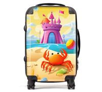 Warren Reed - Designer Orange Crab On A Beach Holiday Suitcase Cabin, Multi