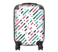 Warren Reed - Designer Overlapping Coloured Diagonal Lines Suitcase in Green | Size: Mini Cabin Warren Reed - Designer Green Mini Cabin