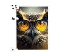Warren Reed - Designer Owl With Glasses Splashart Jigsaw Puzzle in Yellow | Size: 500 Piece Warren Reed - Designer Yellow 500 Piece