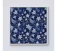 Warren Reed - Designer Paisley Christmas Stars Blue Framed Canvas in Off-White | Size: W30" x H30" Warren Reed - Designer Off-White W30" x H30"