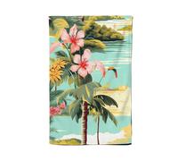 Warren Reed - Designer Palm Trees & Hibiscus Tea Towel in Green Warren Reed - Designer Green