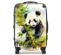 Warren Reed - Designer Panda Eating Bamboo Watercolour Suitcase Medium, Multi
