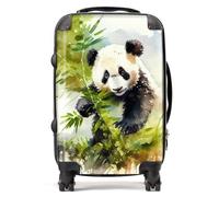 Warren Reed - Designer Panda Eating Bamboo Watercolour Suitcase Cabin, Multi