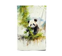 Warren Reed - Designer Panda Eating Bamboo Watercolour Tea Towel in Brown Warren Reed - Designer Brown