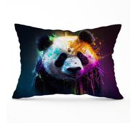 Warren Reed - Designer Panda Face Splashart Colourful Cushions in Blue | Size: 33 cm x 48 cm Warren Reed - Designer Blue 33 cm x 48 cm