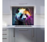Warren Reed - Designer Panda Face Splashart Colourful Kitchen Splashback in Blue | Size: 600mm x 600mm Warren Reed - Designer Blue 600mm x 600mm