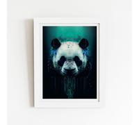 Warren Reed - Designer Panda Face Splashart Dark Background Framed Art Print in White | Size: W8" x H10" Warren Reed - Designer White W8" x H10"