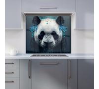 Warren Reed Designer Panda Face Splashart Dark Background Premium Glass Kitchen Splashback W900mm X H650mm