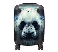 Warren Reed - Designer Panda Face Splashart Dark Background Suitcase in Blue | Size: Small Warren Reed - Designer Blue Small