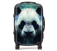 Warren Reed - Designer Panda Face Splashart Dark Background Suitcase Cabin, Multi