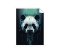 Warren Reed - Designer Panda Face Splashart Dark Background Unframed Art Print | Size: W8" x H10" Warren Reed - Designer Multicolor W8" x H10"