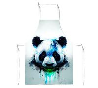 Warren Reed - Designer Panda Face Splashart Light Background Apron in Blue Warren Reed - Designer Blue
