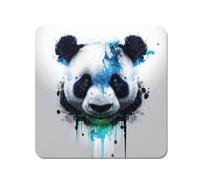 Warren Reed - Designer Panda Face Splashart Light Background Coasters - Set of 4 in Blue Warren Reed - Designer Blue