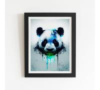 Warren Reed - Designer Panda Face Splashart Light Background Framed Art Print in Black | Size: W16" x H24" Warren Reed - Designer Black W16" x H24"